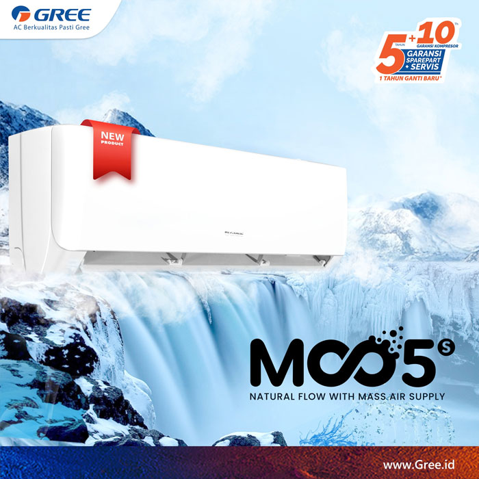 Gree AC Split ( AC Dinding ) Standard MOO5S Series  0.75 PK ( 3/4 PK ) R32  550 Watt - GWC-07MOO5S | GWC07MOO5S | 07MOO5 S